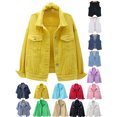thumbnail image 1 of Women's&nbsp;Denim&nbsp;Jackets&nbsp;Women's&nbsp;Basic&nbsp;Solid&nbsp;Color&nbsp;Button&nbsp;Down&nbsp;Jacket&nbsp;With&nbsp;Pockets&nbsp;Denim&nbsp;Jacket&nbsp;Coat Yellow Xs, 1 of 5