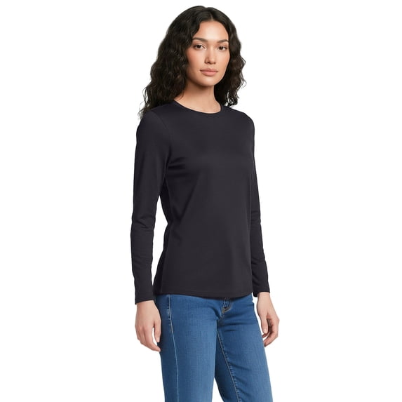 Lands' End Women's Relaxed Supima Cotton Long Sleeve Crew Neck T-Shirt