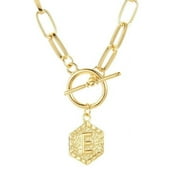 MIAMEWOM Christmas Gift Women's necklace 26 English Letter Pendant Chain Retro Paperclip Necklace Hexagon