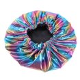 thumbnail image 1 of Women's new Laser High-elasticity Wide-brimmed Sleeping Cap Metallic Color Wide Elastic Night Sleep Hat Shower Caps Loungewear Sleep Hat for Women Satin-lined Leisure Double-layer Cap, 1 of 2