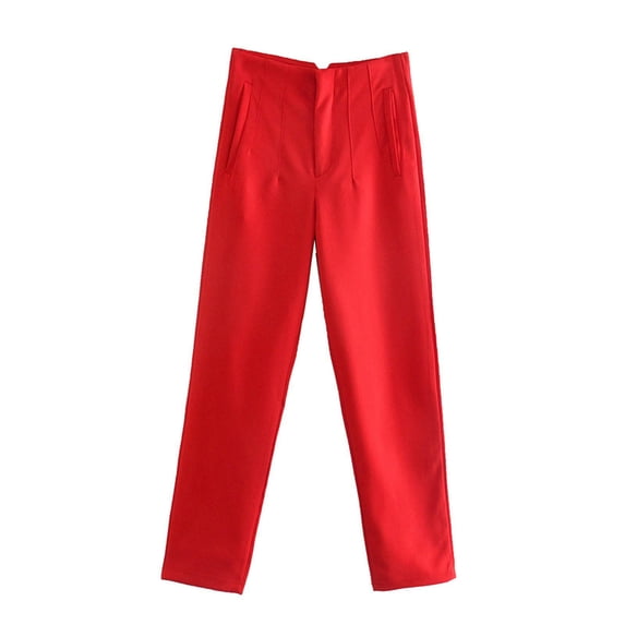 Women's new style women's fashion slim casual pants temperament solid color high waist pants - pattern color 8-L