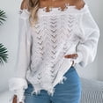 thumbnail image 1 of Women's off Shoulder Sweater Oversized Casual Loose Hollow out Long Sleeve Crochet Pullover Sweaters Blouse White M, 1 of 9