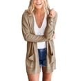 thumbnail image 1 of Women's open front long sweater knitted cardigan coat with pockets, 1 of 3