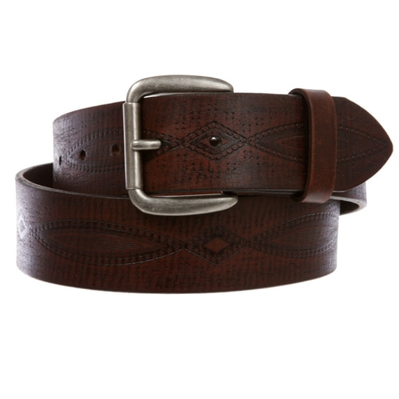 Women's or Men's Embossed Vintage Full Grain Leather Casual Jean Belt