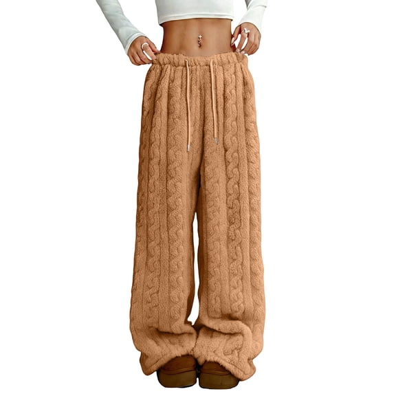 Women's pajama pants, plush flannel, comfortable drawstring pants with pockets, warm winter pants