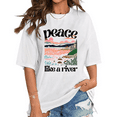 thumbnail image 1 of Women's "peace Flowing Life" Graphic Tees Nature Inspired Christian Print T-Shirts Short Sleeve Spiritual Apparel Cotton Tops for Daily Outfits White,L, 1 of 7
