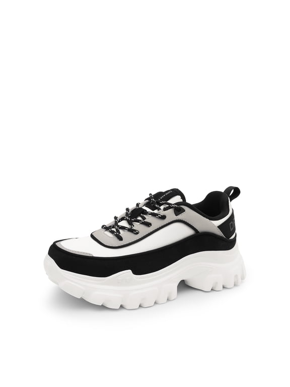 Women’s platform chunky sneakers lace-up lightweight casual walking shoes