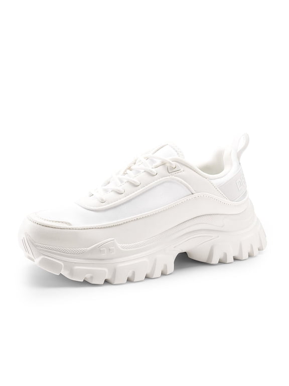 Women’s platform chunky sneakers lace-up lightweight casual walking shoes
