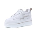 thumbnail image 1 of Women's platform shoes 7cm Thick sole height increase Cowhide Lace-up Non-slip Sneakers female White Casual shoes Suitable for all seasons, 1 of 9