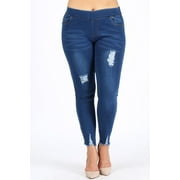 LOVE SWEET Women's plus size jeggings pull-on stretch fashion jeans with a waist-hugging feeling in mid-rise design