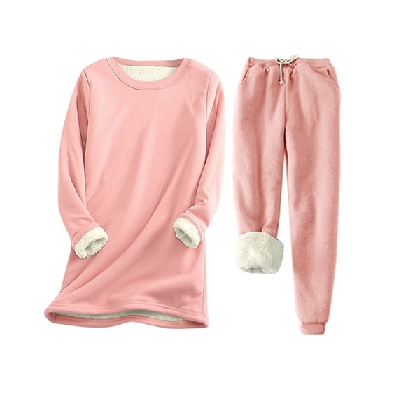 Women's pullover and pants, lining, wool neck sweatshirt, pajama set