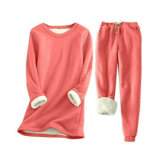 Women's pullover and pants, lining, wool neck sweatshirt, pajama set