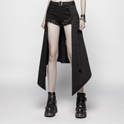 Womens punk daily skirt, woven fabric, adjustable street style hip-hop personality skirt
