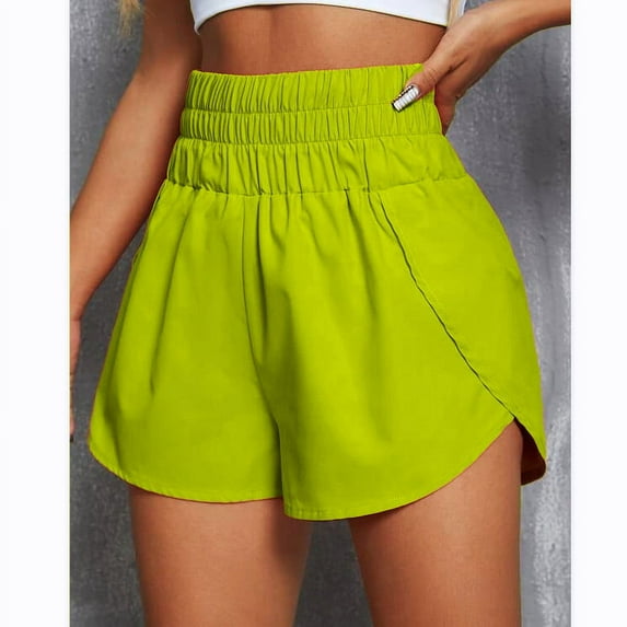 Women's quick drying running shorts, fitness layer sports shorts ，Shorts, high waisted, elastic, loose fit, sports and casual, women's shorts