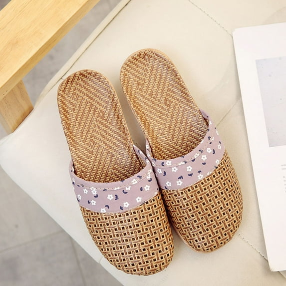 Women's Home Slippers Rattan Slippers Rattan Slippers Indoor Breathable Slippers Pattern Closed Toe Summer Slippers