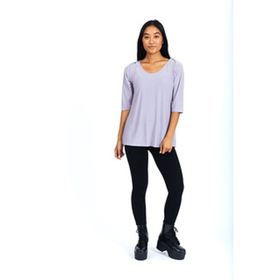 Women's round neck 3/4 sleeves solid color tops by 1826