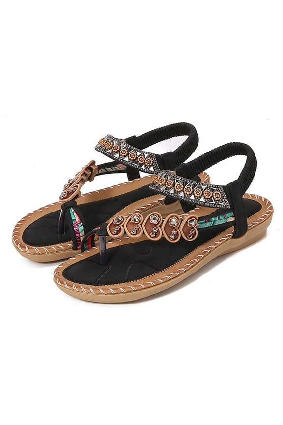 Women's sandals classic bohemian gladiator flat style sandals women lightweight shock-absorbent for comfort womens sandals great for beach vacations walking dressy casual looks,Black 38