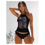 Women's separate long-sleeved swimming suit with a fitted bodice, bikini-style bra for bust support, covering the stomach and showing a slim figure, loose-fitting spa swimsuit for women