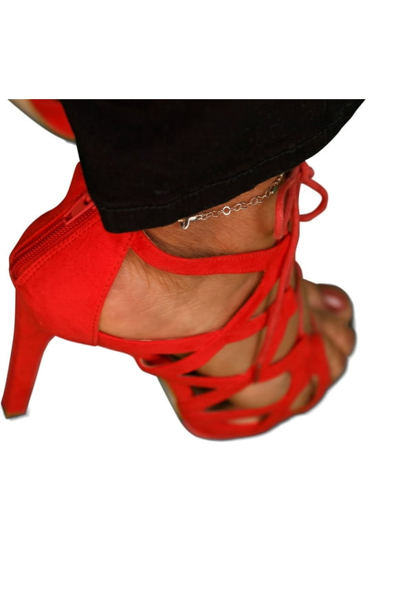 Women's sexy red 4 inch heels size 6.