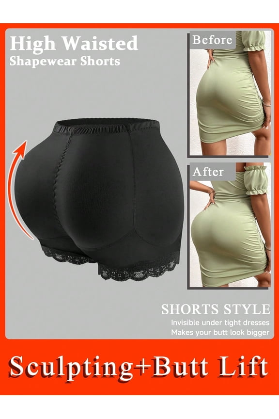 Women's Lace Butt Lifter Shaping shorts, Seamless Tummy Control Shapewear with Removable Sponge Hip Pads for All Occasions
