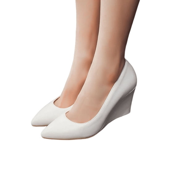 Women's shoes pointed toe slope heel single shoes female shallow mouth high heel hotel work shoes