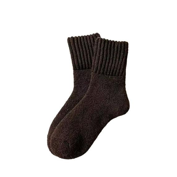 Women's short mid-calf socks winter solid color thick terry snow warm gift