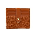thumbnail image 1 of Women's short purse buckle embroidery large capacity patchwork purse multi card money clip - brown, 1 of 5