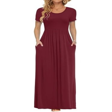 Women's short sleeve maxi dresses, casual long dresses
