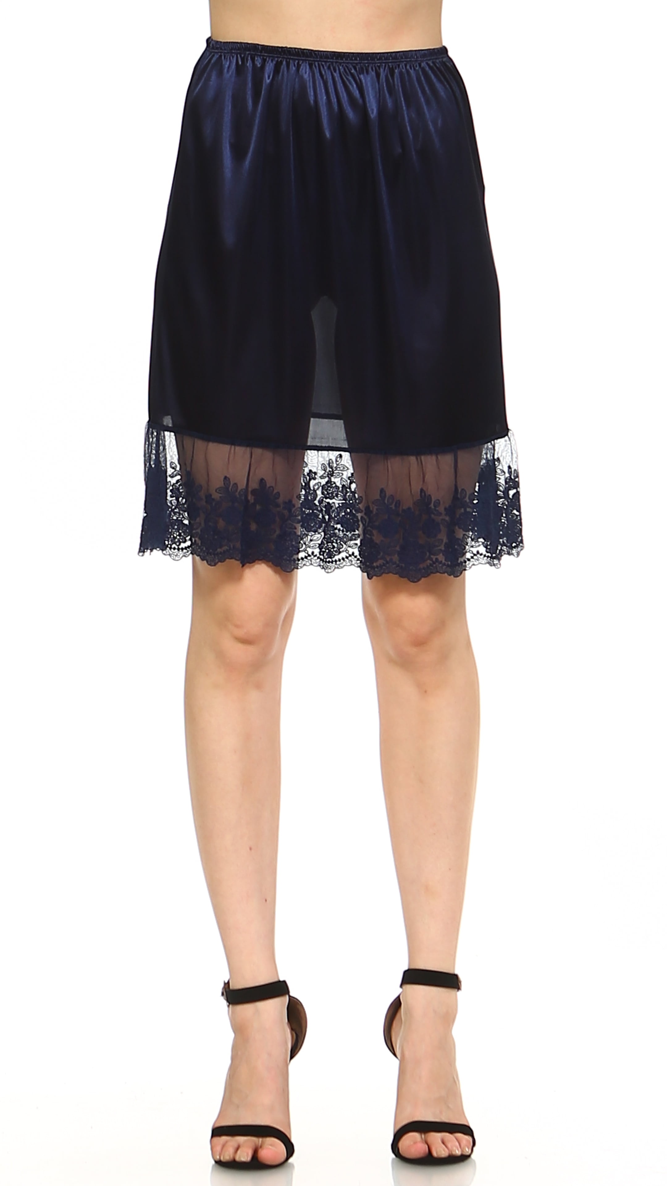 Women s Single Lace Satin Skirt Extender Half Slip for lengthening