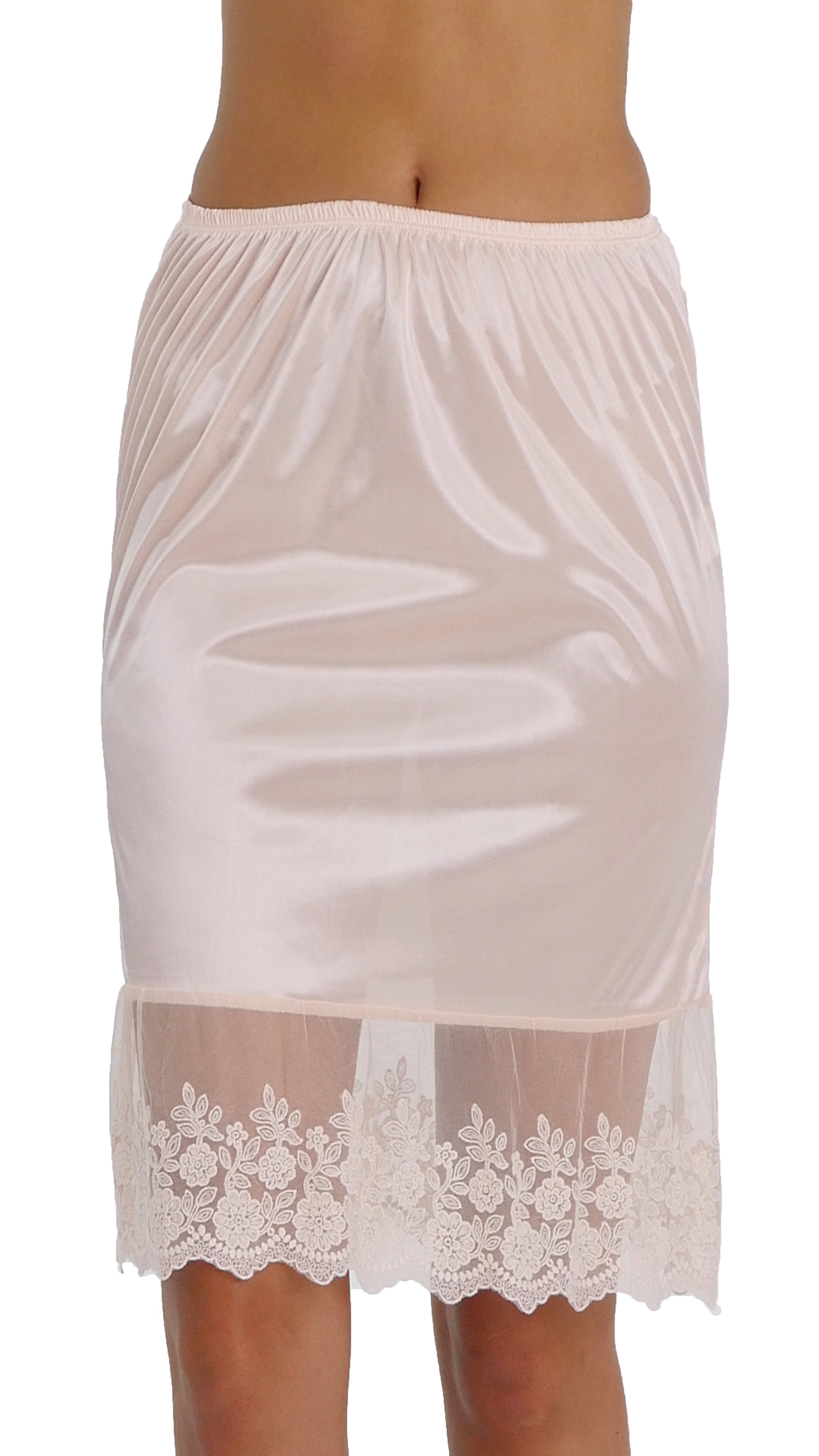 Women s single lace satin underskirt skirt extender half slip for