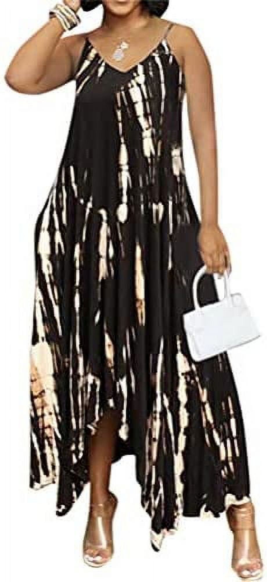 Women's sling dress， Print Strap Sexy VNeck Sexy Slim Fit Loose