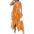 thumbnail image 1 of Women's sling dress， Print Strap Sexy V-Neck Sexy Slim Fit Loose Pockets Irregular Hem Novelty Tie-Dye Maxi Dress For Women, 1 of 8