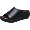 thumbnail image 1 of Women's slip-on waterproof platform wedge high heel sandals soft and light casual open toe fish mouth summer beach walking slippers, 1 of 7