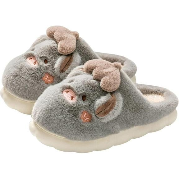 Women's slippers Cute pig slippers Animal slippers Warm home slippers Winter plush thick soled slippers