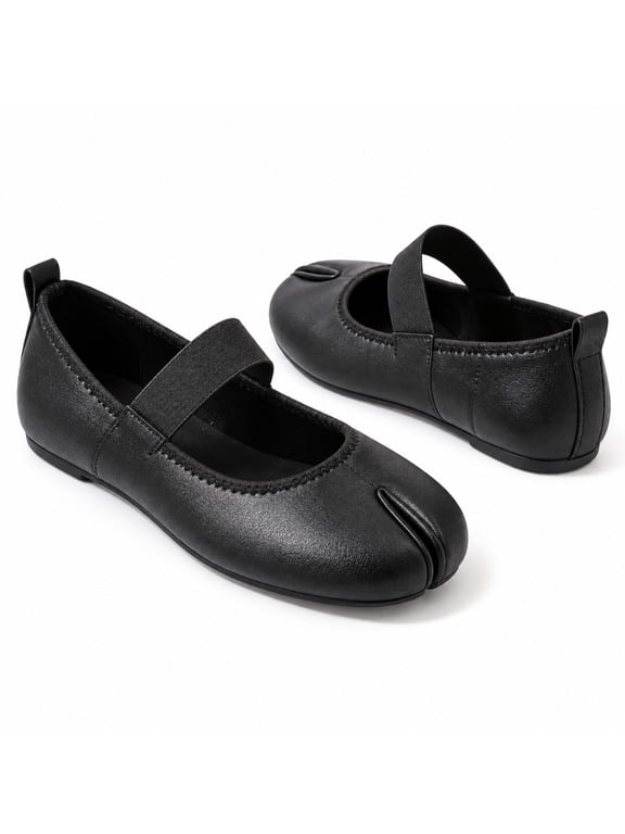 Women's split-toed Mary Jane Flats, elastic straps and soft-soled loafers for everyday wear