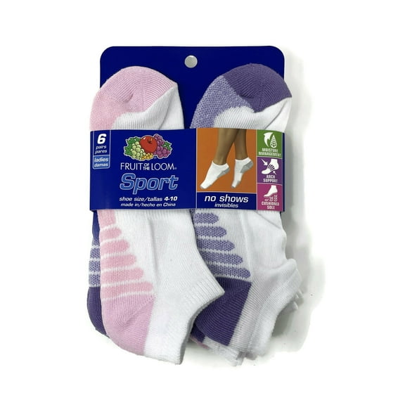 Women's sport no show sock with colored stripe 6 pairs
