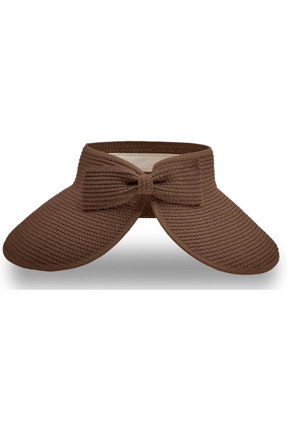 Women's straw sun hat roll up sun hat protective beach hat, adjustable, ponytail hat, with chin strap