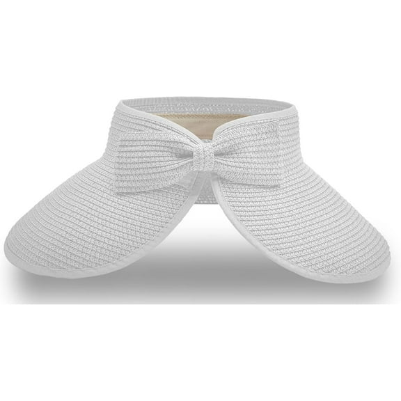 Women's straw sun hat roll up sun hat protective beach hat, adjustable, ponytail hat, with chin strap