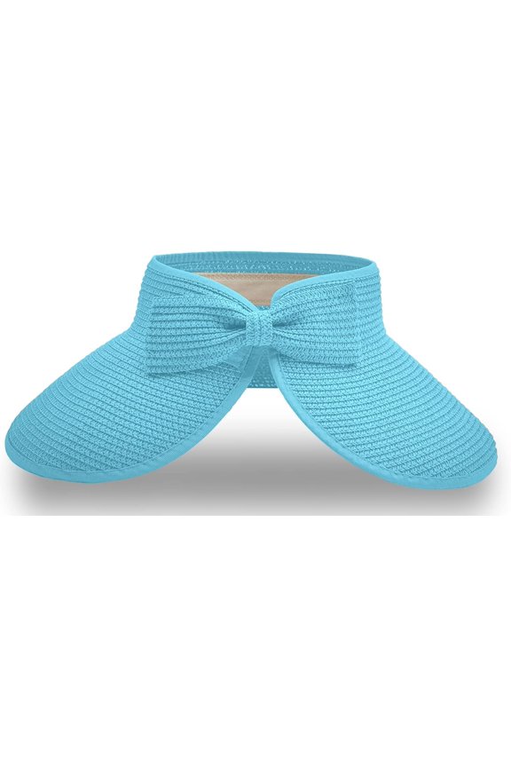 Women's straw sun hat roll up sun hat protective beach hat, adjustable, ponytail hat, with chin strap