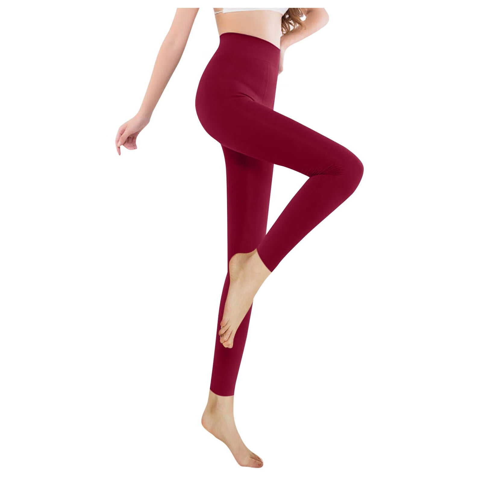 Women's Fleece Lined Leggings Faux Leather Thermal Warm Yoga Pants with  Pockets