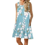 ACEUR Women's summer casual T-shirt dress sleeveless Boho beach dress