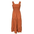 thumbnail image 1 of Women's summer casual sleeveless MIDI dress plain color pleated vest dress, 1 of 5