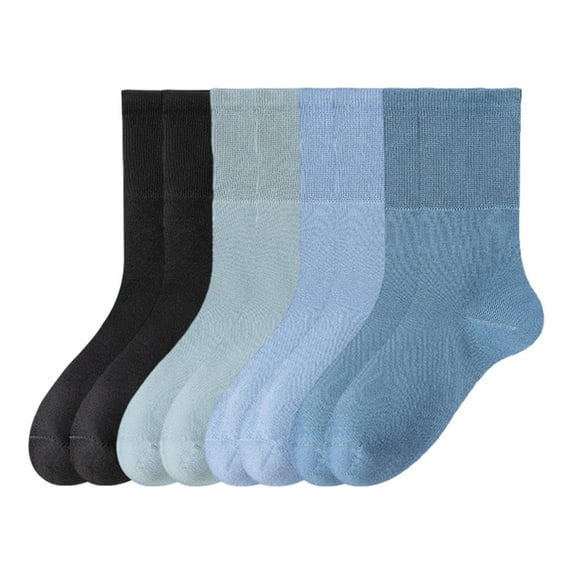 Women's summer thin midtube cotton socks boneless women's socks-Black + sky Blue + periwinkle blue + Moran