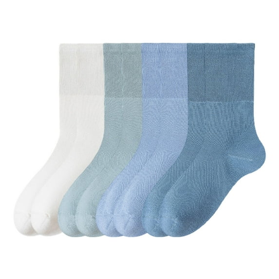 Women's summer thin midtube cotton socks boneless women's socks-White + sky Blue + Periwinkle blue + Moran