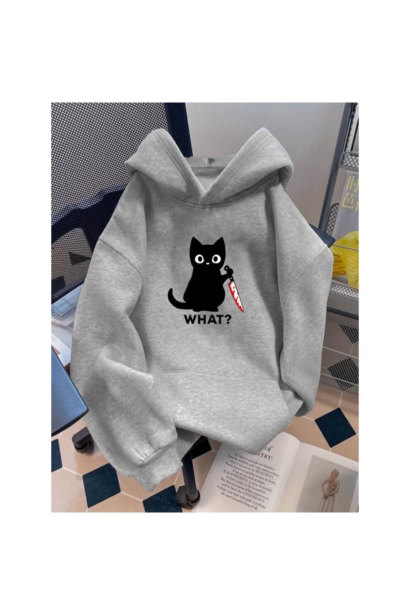 Women's sweatshirt, autumn and winter hoodie, cat pattern