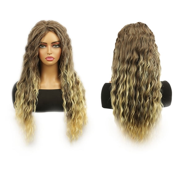 Women's synthetic wigs with long curly hair and large waves, brown-orange gradient African curly fluffy wigs, suitable for women of any skin color and face shape