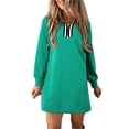 thumbnail image 1 of Women's texture quarter zip long sleeve mini dress 97% polyester 3% elastane fabric for soft stretch chic everyday, 1 of 11