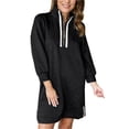 thumbnail image 1 of Women's texture quarter zip long sleeve mini dress 97% polyester 3% elastane fabric for soft stretch chic everyday, 1 of 11