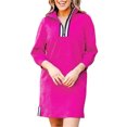 thumbnail image 1 of Women's texture quarter zip long sleeve mini dress 97% polyester 3% elastane fabric for soft stretch chic everyday, 1 of 11