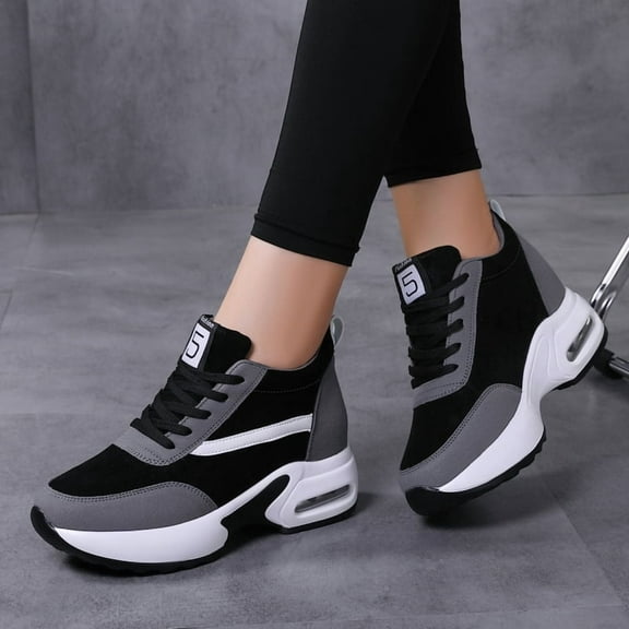 Women's Platform Sneakers Wedges Lace Up Shoes Increase Fashion Sneakers for Womens Girls